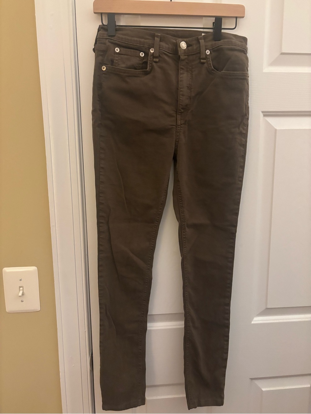 rag & bone Olive-Brown High-Rise Skinny Pants 28